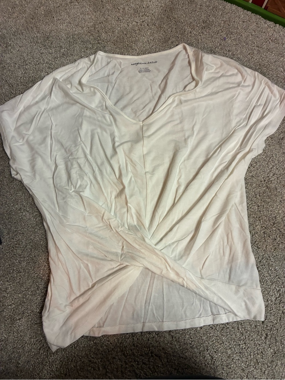 White American Eagle Outfitters Twist-Front Short Sleeve Top